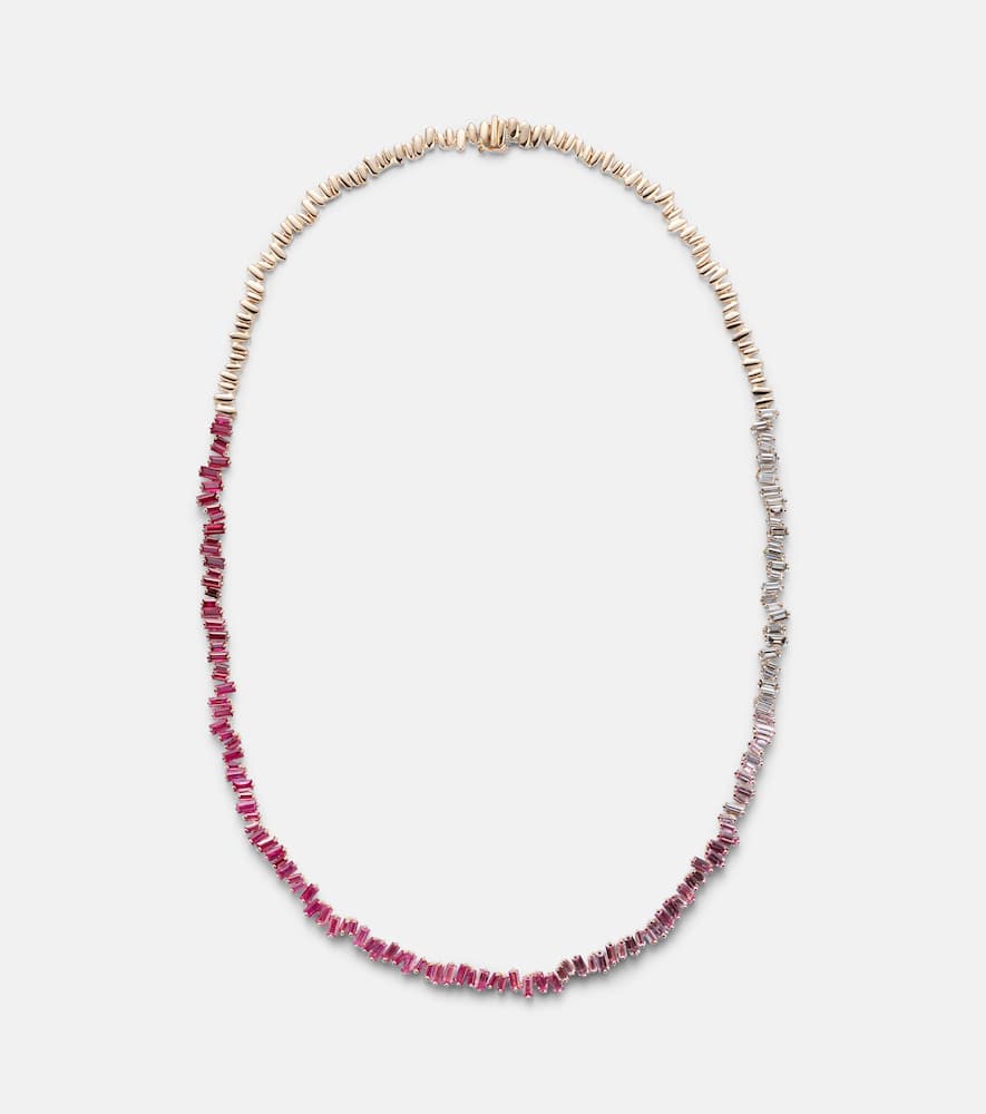 Suzanne Kalan Bold 18kt Rose Gold Necklace With Diamonds And Sapphires In Gold