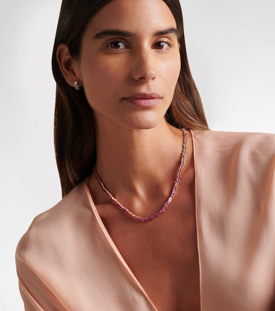 Suzanne Kalan Bold 18kt Rose Gold Necklace With Diamonds And Sapphires In Gold