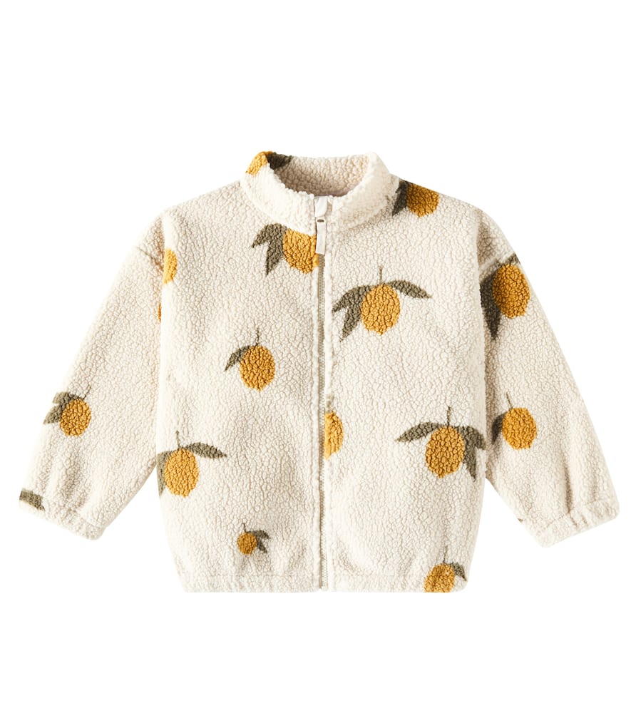 Konges Sløjd Jody Printed Zip-up Teddy Jacket In Mon Grand Citron Sage