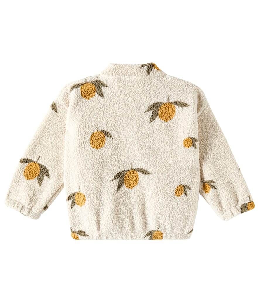 Konges Sløjd Jody Printed Zip-up Teddy Jacket In Mon Grand Citron Sage
