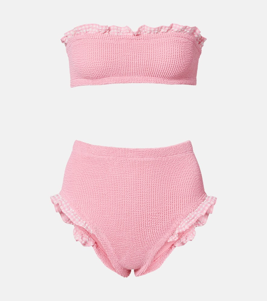 Hunza G Peggy Ruffled Bikini In Pink