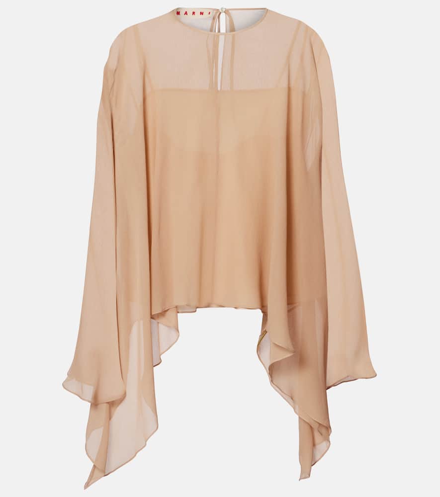 Marni Asymmetric-draped Blouse In Brown
