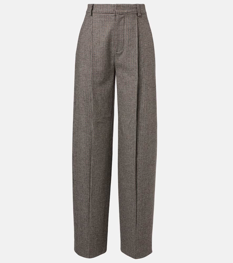 Vince Houndstooth Wide-leg Pants In Brown