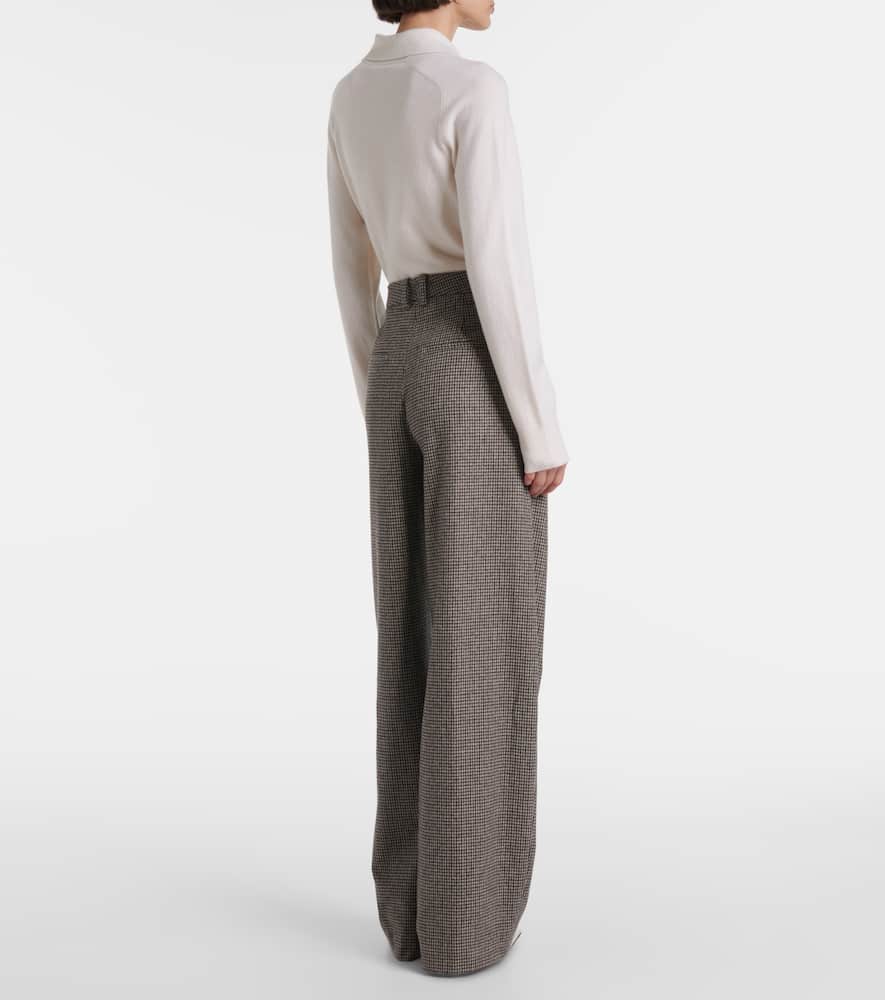 Vince Houndstooth Wide-leg Pants In Brown