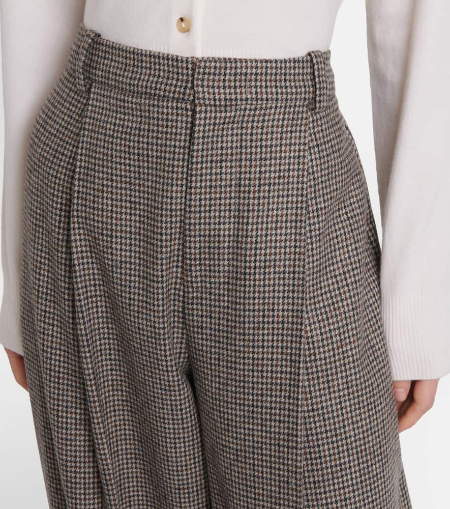 Vince Houndstooth Wide-leg Pants In Brown