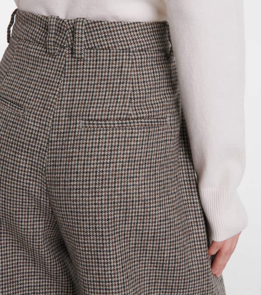 Vince Houndstooth Wide-leg Pants In Brown