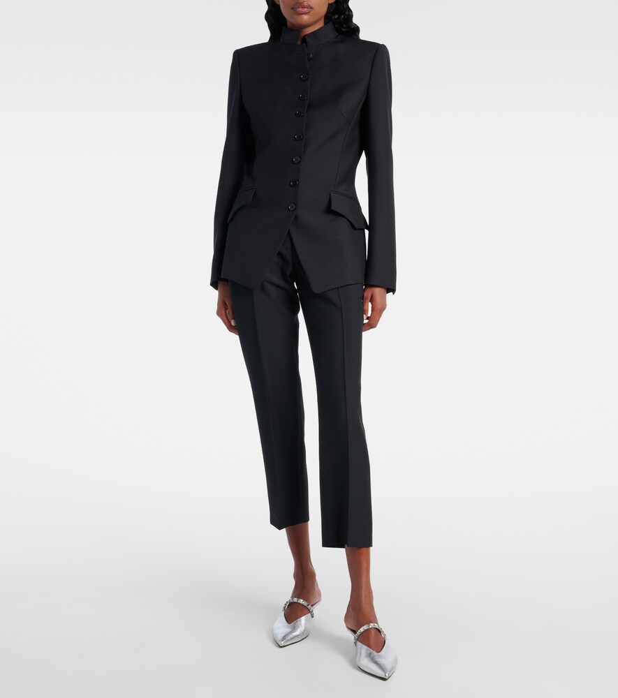 McQueen Wool and mohair cropped straight pants