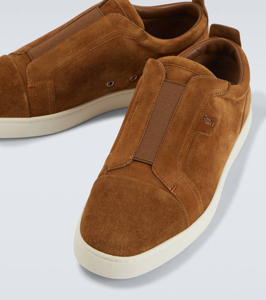 Christian Louboutin St Louis Suede Slip-on Sneakers In Brown