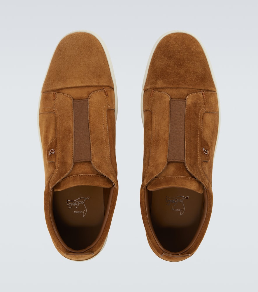 Christian Louboutin St Louis Suede Slip-on Sneakers In Brown