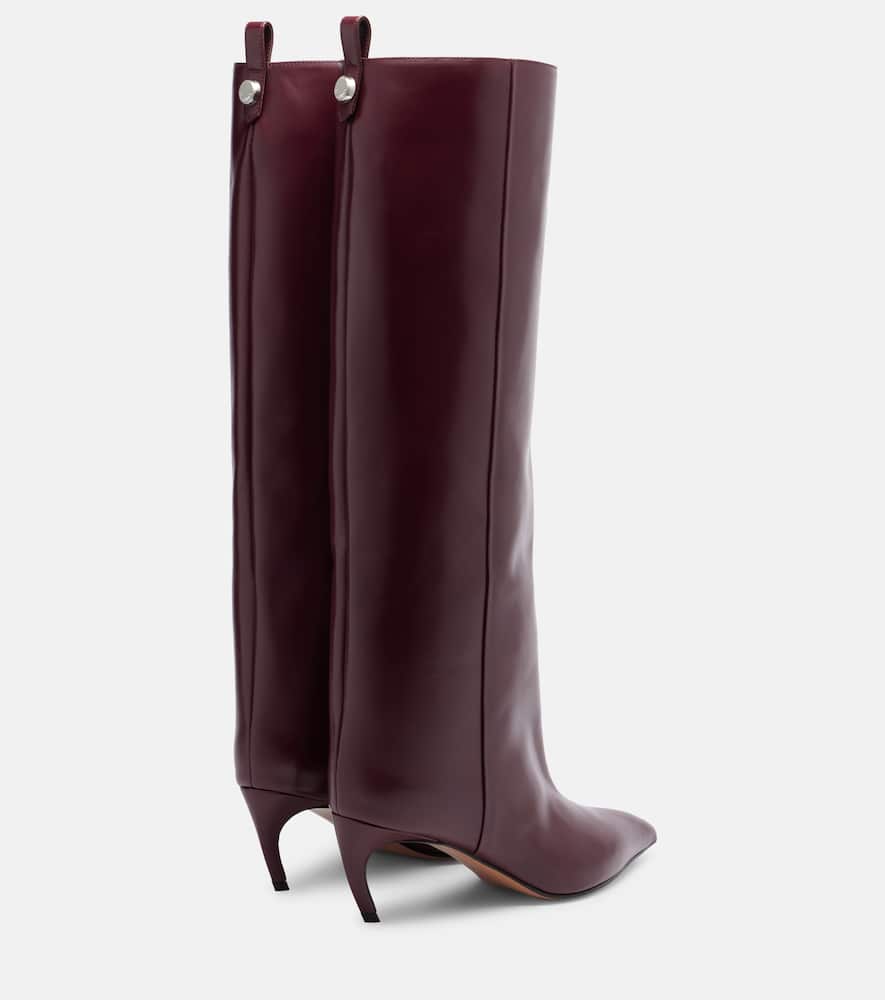 Attico 65mm Lea Pointed-toe Leather Boots In Purple