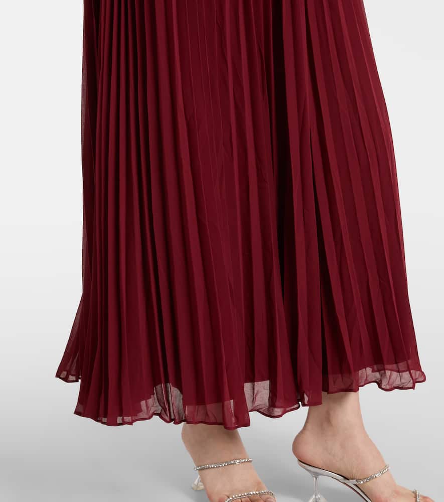 Self-portrait Embellished Feather-trimmed Chiffon Maxi Dress In Brown
