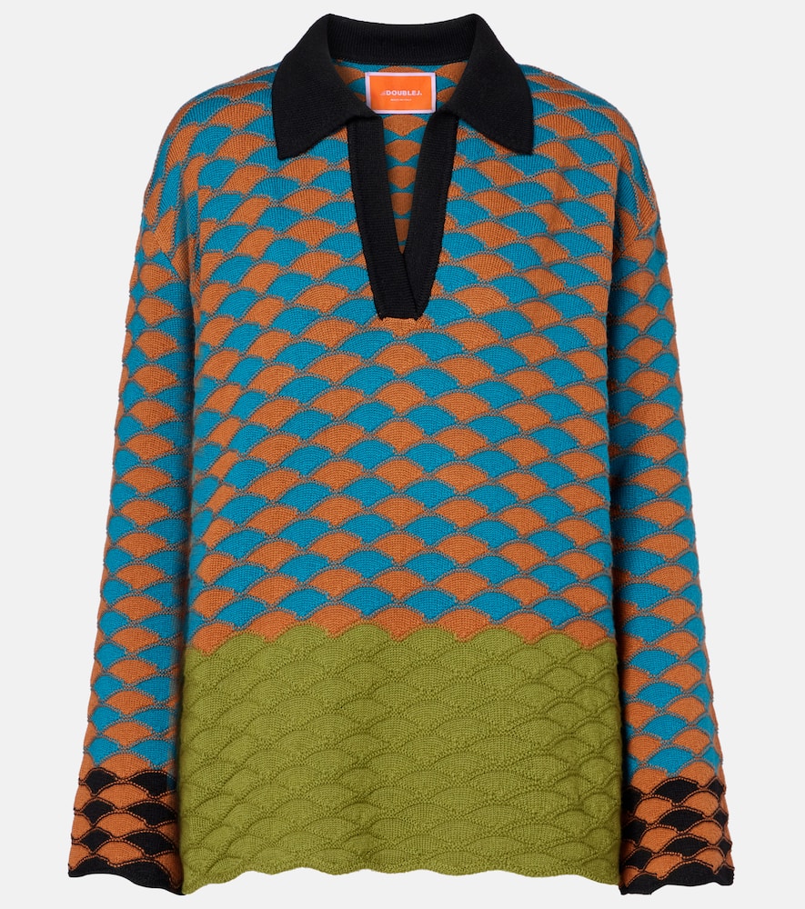 La Doublej Intarsia Wool Polo Sweater In Multi