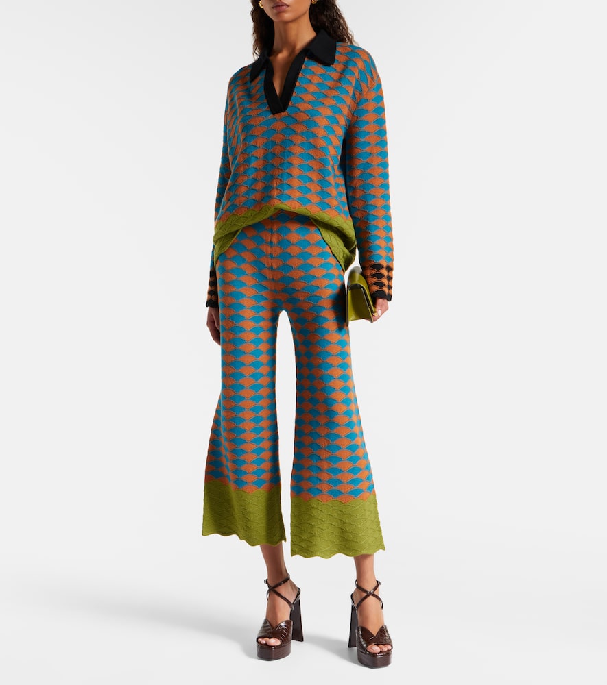 La Doublej Intarsia Wool Polo Sweater In Multi