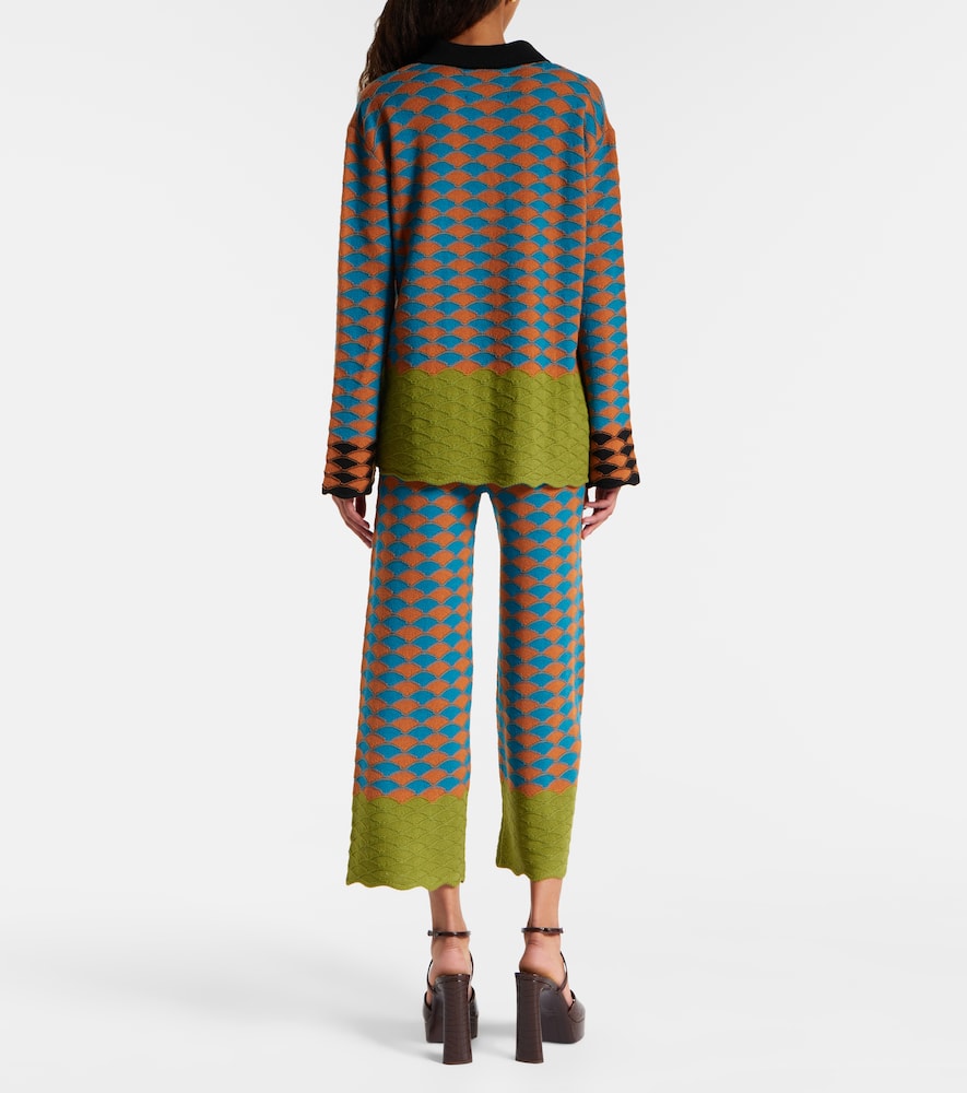 La Doublej Intarsia Wool Polo Sweater In Multi