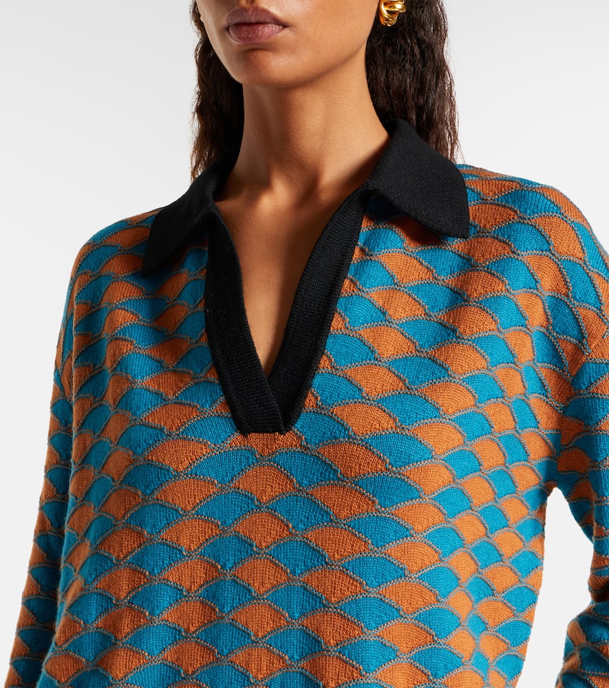 La Doublej Intarsia Wool Polo Sweater In Multi