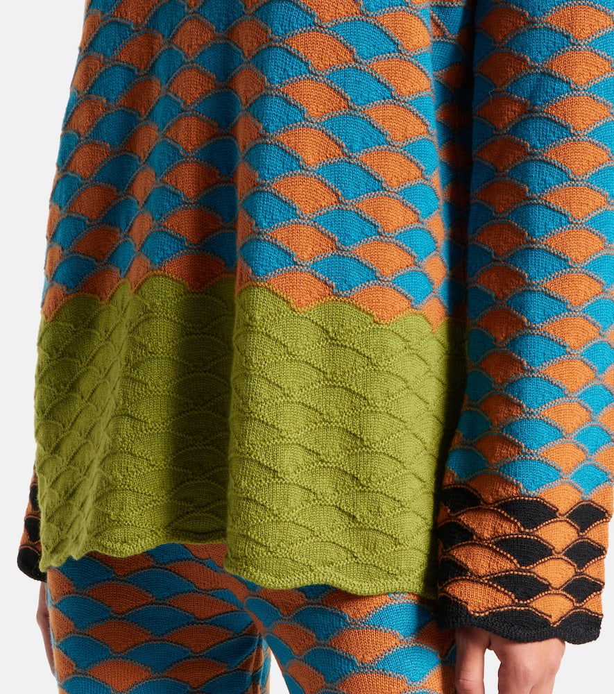 La Doublej Intarsia Wool Polo Sweater In Multi