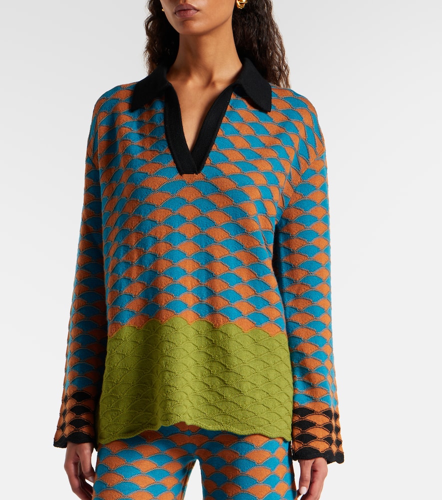 La Doublej Intarsia Wool Polo Sweater In Multi