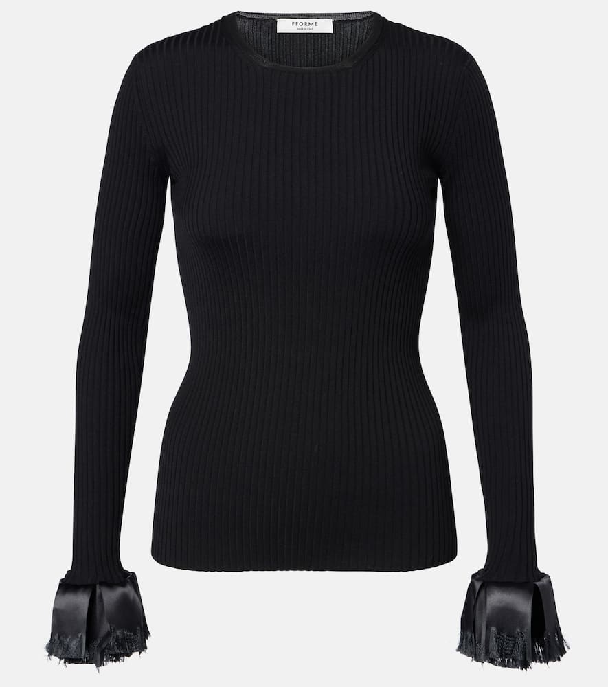Fforme Nova Ribbed-knit Wool-blend Sweater In Black