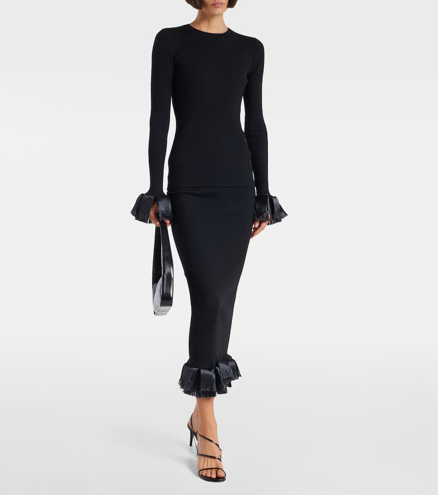 Fforme Nova Ribbed-knit Wool-blend Sweater In Black