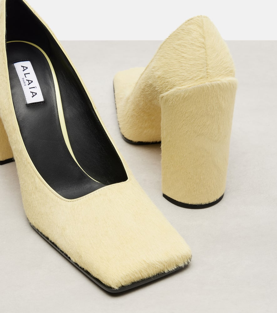Alaïa 90 Calf Hair Pumps In Yellow
