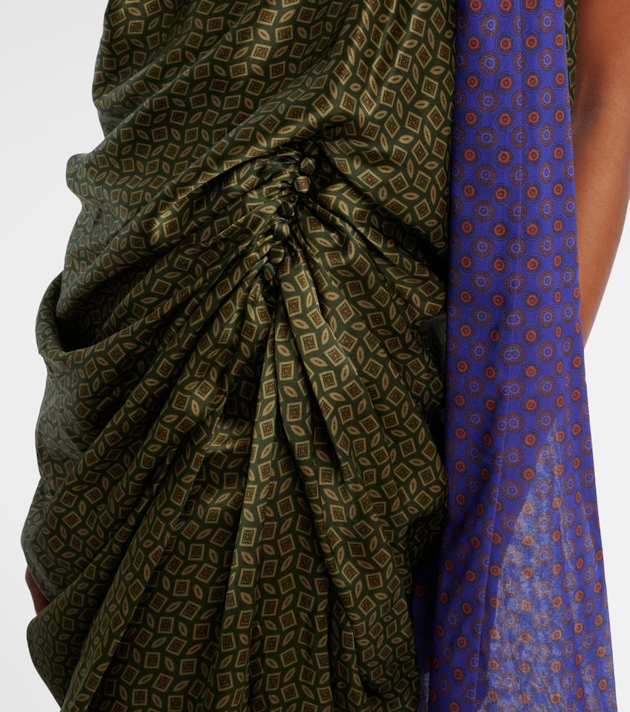 Dries Van Noten Printed Halterneck Open-back Silk Satin Gown In Green