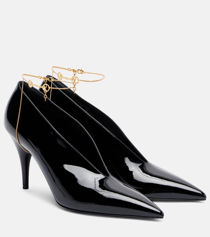 Gucci Musa Patent Leather Pumps In Black