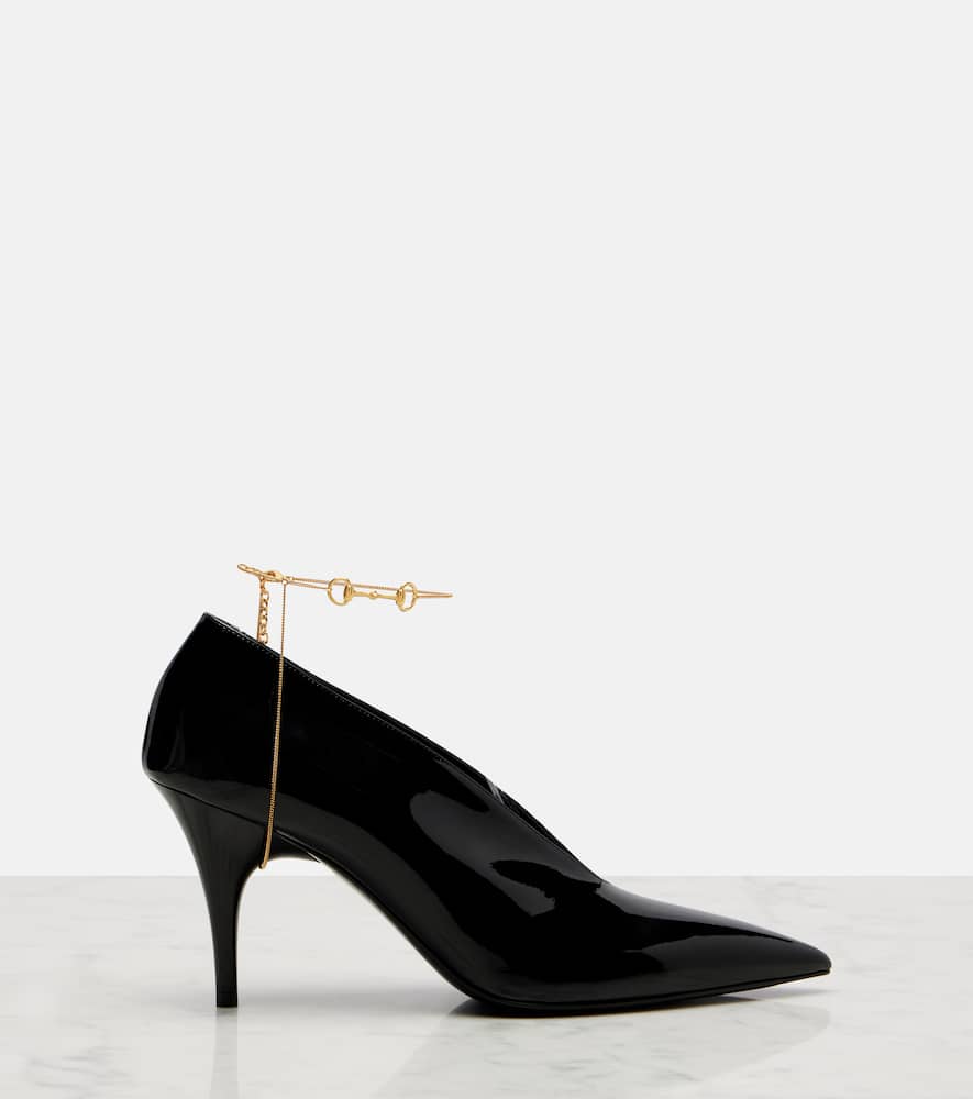 Gucci Musa Patent Leather Pumps In Black