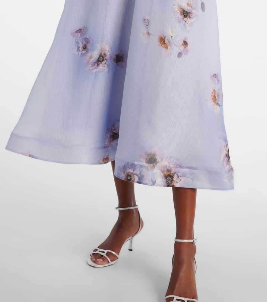 Zimmermann Womens Lilac Poppy Hypnotic Bodice Linen And Silk Midi Dress In Purple