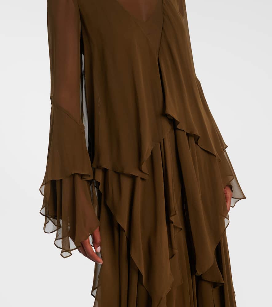 Zimmermann Womens Moss Memento Cascading Silk Maxi Dress In Green