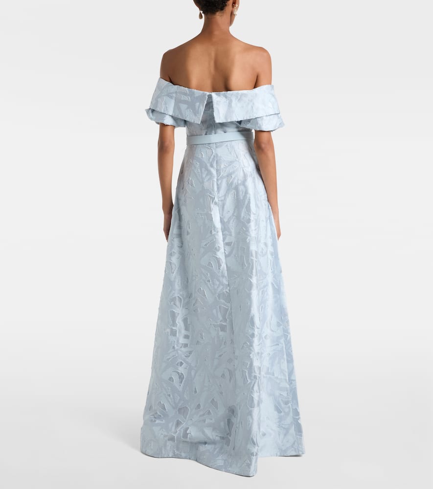 Rebecca Vallance Bridal Anneli Cotton-blend Brocade Gown In Blue