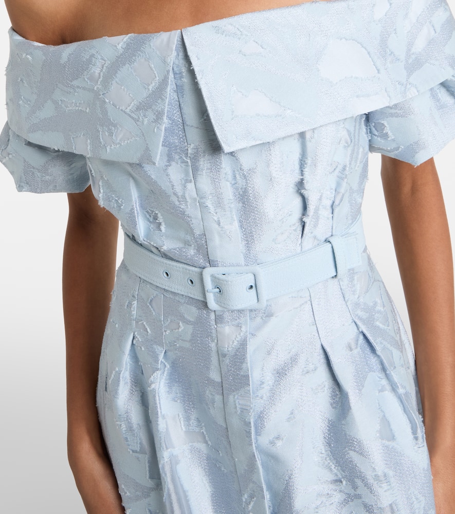 Rebecca Vallance Bridal Anneli Cotton-blend Brocade Gown In Blue
