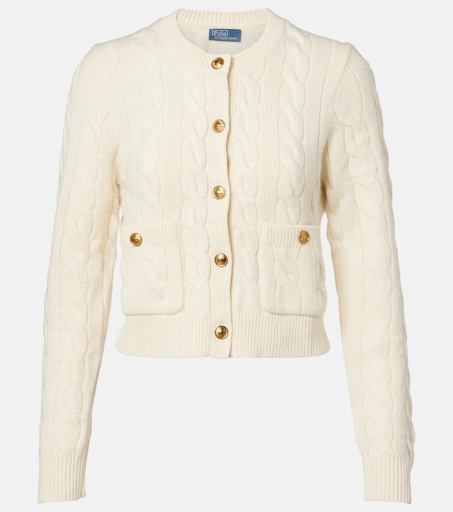 Polo Ralph Lauren Cropped Wool And Cashmere Blend Cardigan In Neutral