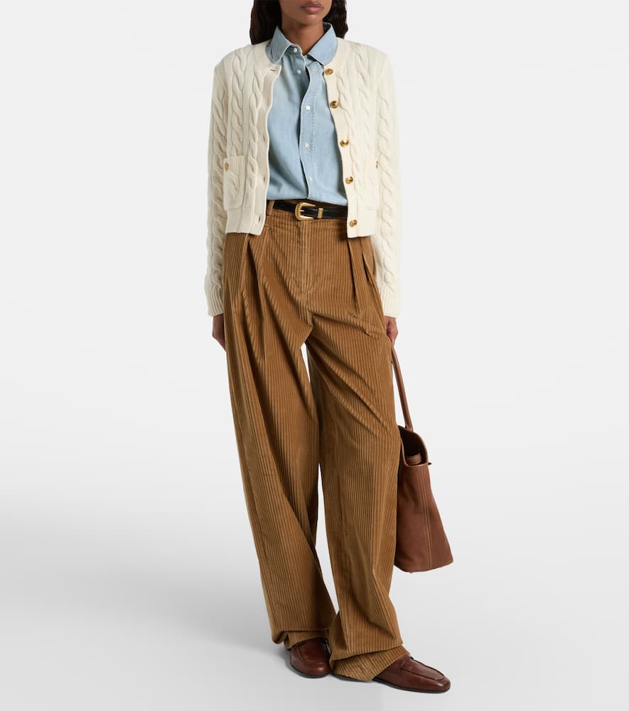 Polo Ralph Lauren Cropped Wool And Cashmere Blend Cardigan In Neutral