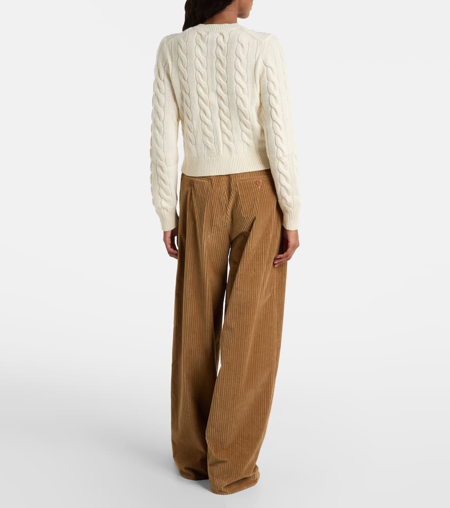Polo Ralph Lauren Cropped Wool And Cashmere Blend Cardigan In Neutral