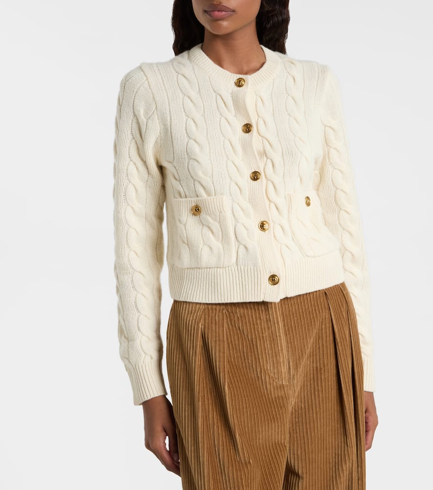 Polo Ralph Lauren Cropped Wool And Cashmere Blend Cardigan In Neutral