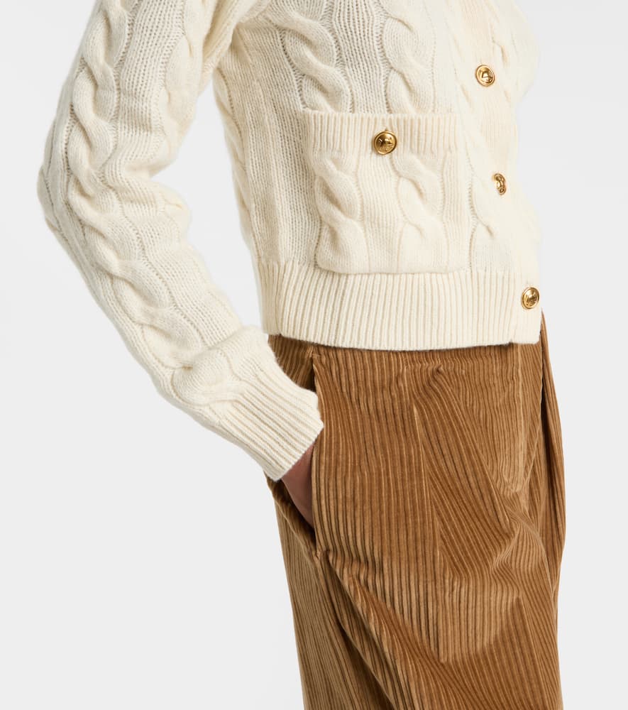 Polo Ralph Lauren Cropped Wool And Cashmere Blend Cardigan In Neutral