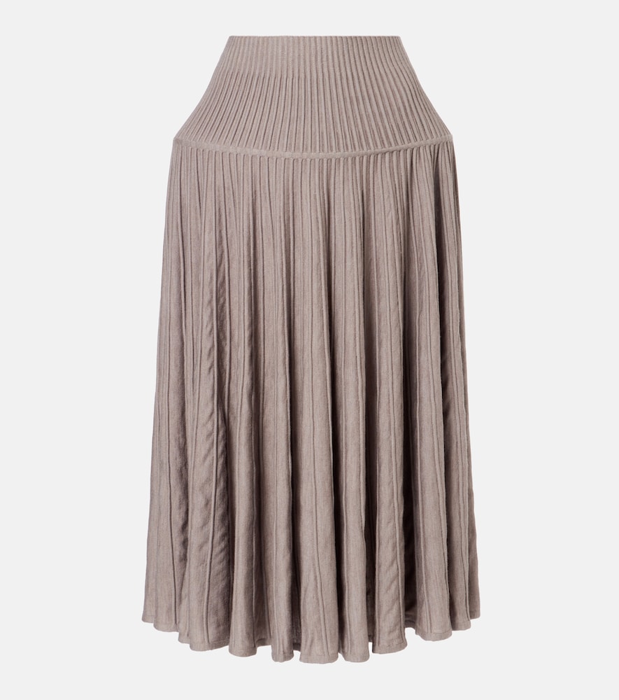 Alaia Alaïa Pleated wool-blend midi skirt