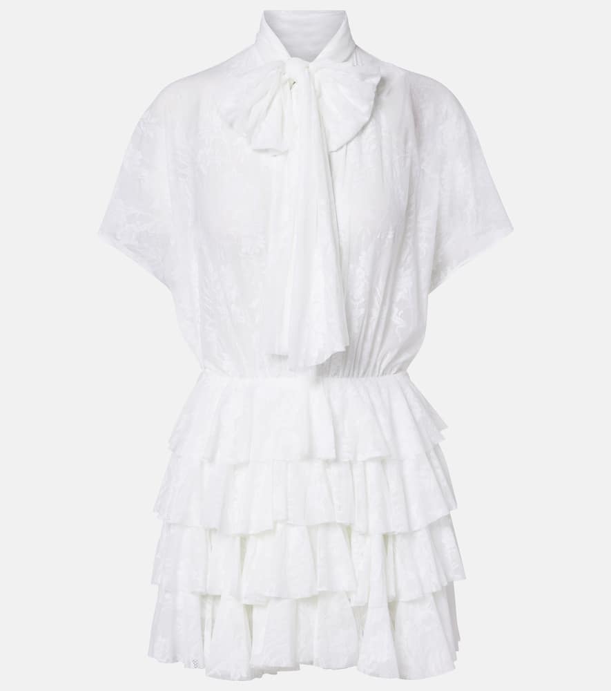 Norma Kamali Lauren Semi-sheer Tiered Lace Minidress In White
