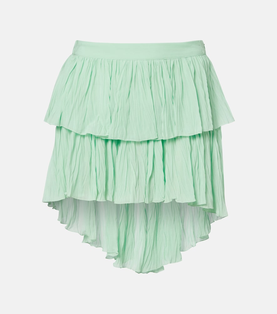 Blumarine Plissé tiered georgette miniskirt