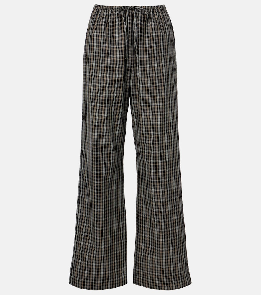 Róhe Pantalon ample en coton à carreaux