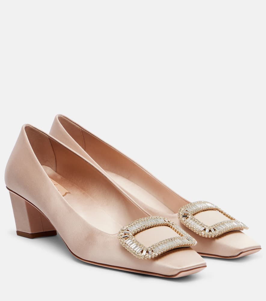 Pumps Belle Vivier 45 in raso con cristalli