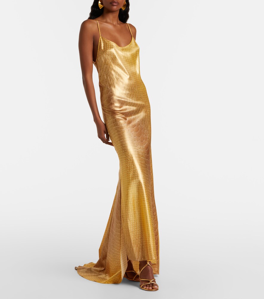 Roberto Cavalli Snake-print silk gown