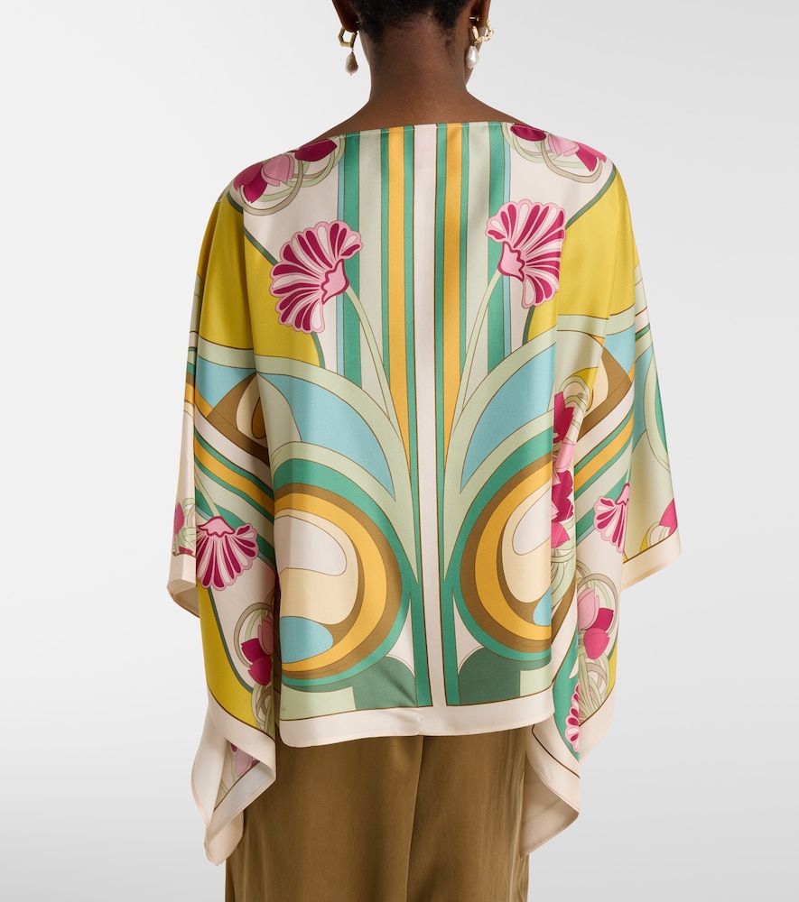  La Doublej La Doublej Square Printed Silk Twill Top 