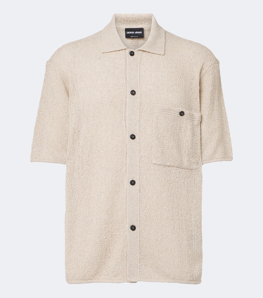 Giorgio Armani Hemd Aus Strick Einfarbig Herren Beige Eu Größe 44
