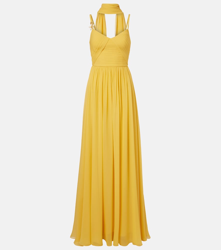 Elie Saab Embellished scarf-detail silk gown