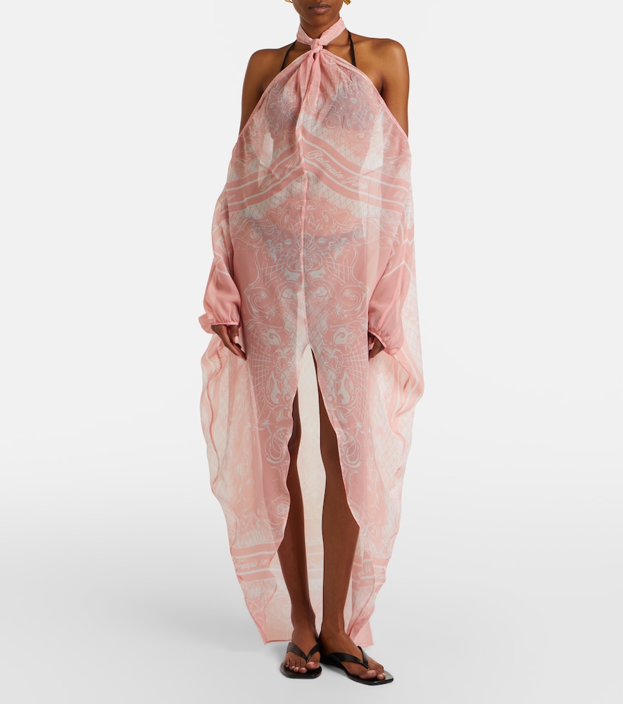 Balmain Printed silk beach dress