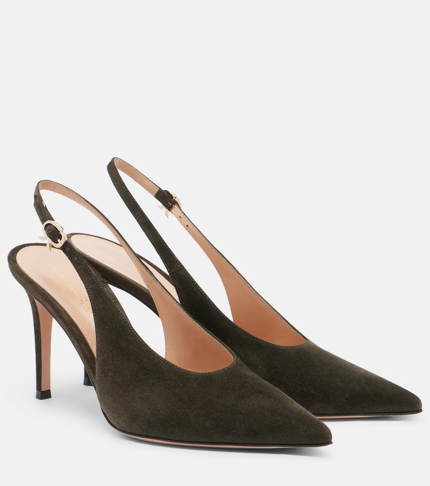 Gianvito Rossi Robbie suede slingback pumps