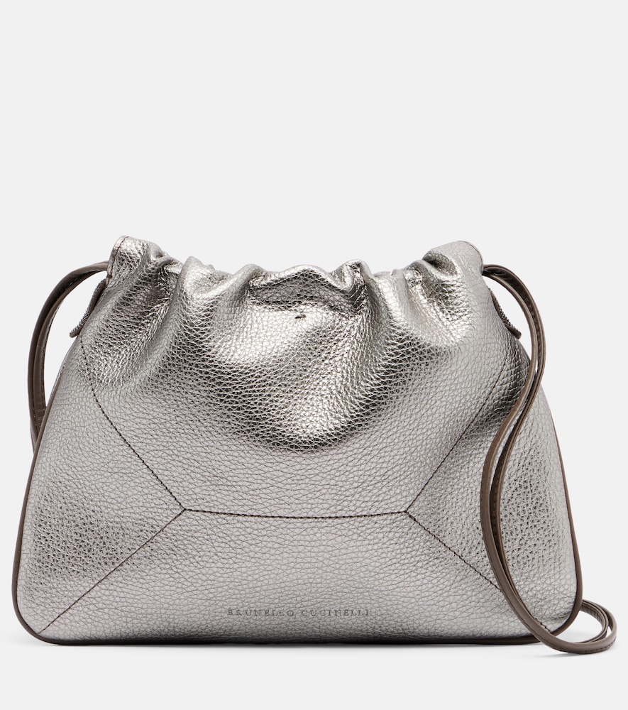 Schultertasche Monili Small aus Metallic-Leder