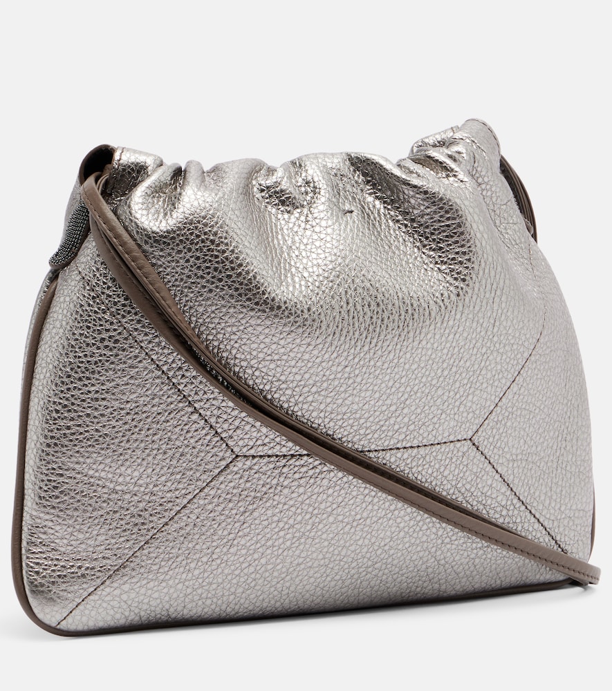  Brunello Cucinelli Brunello Cucinelli Monili Small Metallic Leather Crossbody Bag 