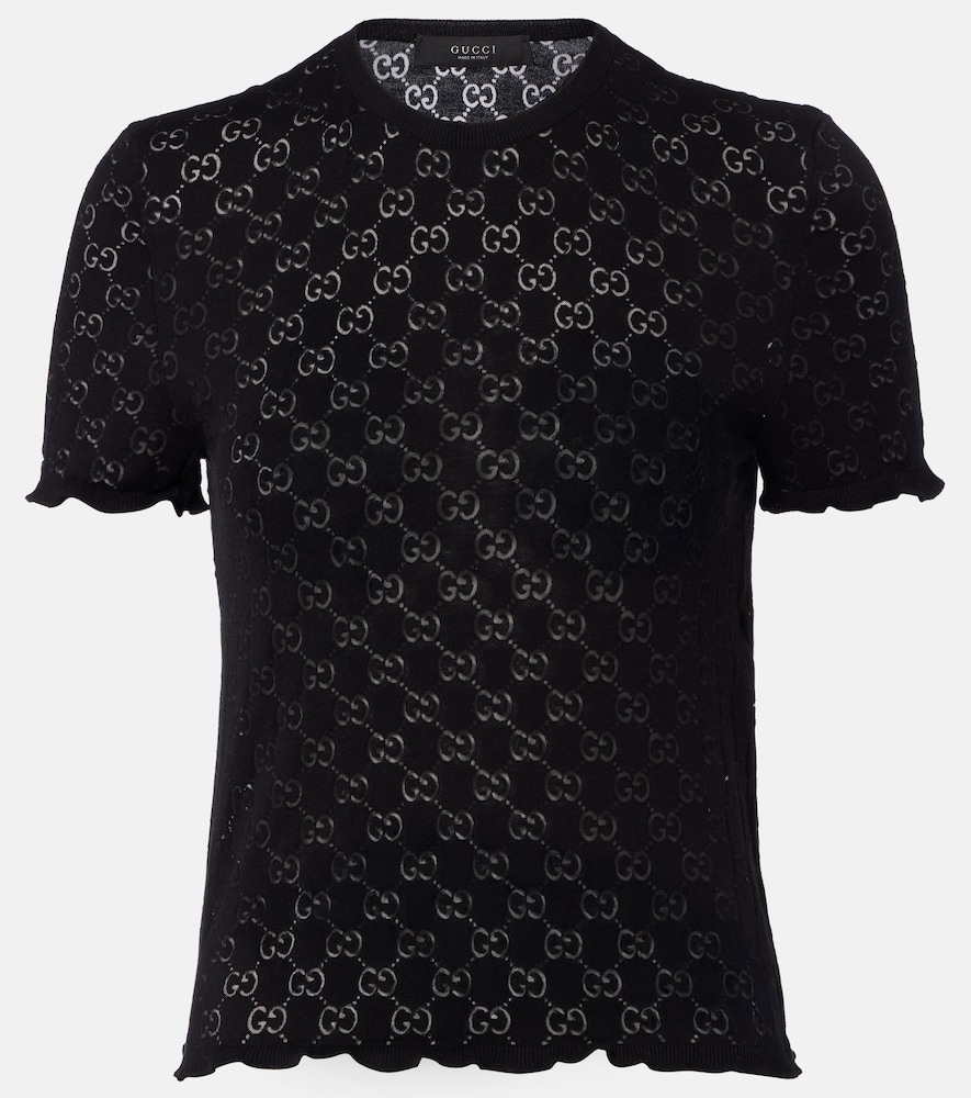 Gucci Gg Cotton-blend Devoré T-shirt In Black